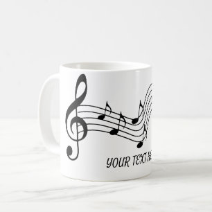 Anpassa enkla svarta vita Musik noter Kaffemugg