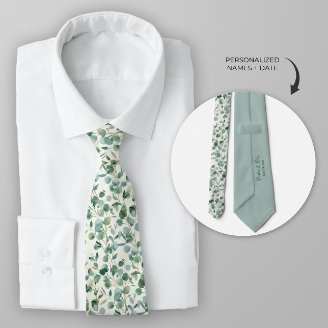 Anpassa Eucalyptus för vattenfärg Slips (Personalized eucalyptus wedding theme neck tie)