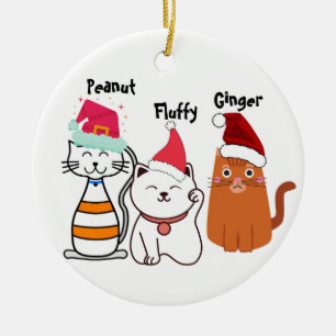 Anpassa familjen Cute Kattunge Julgransprydnad Keramik
