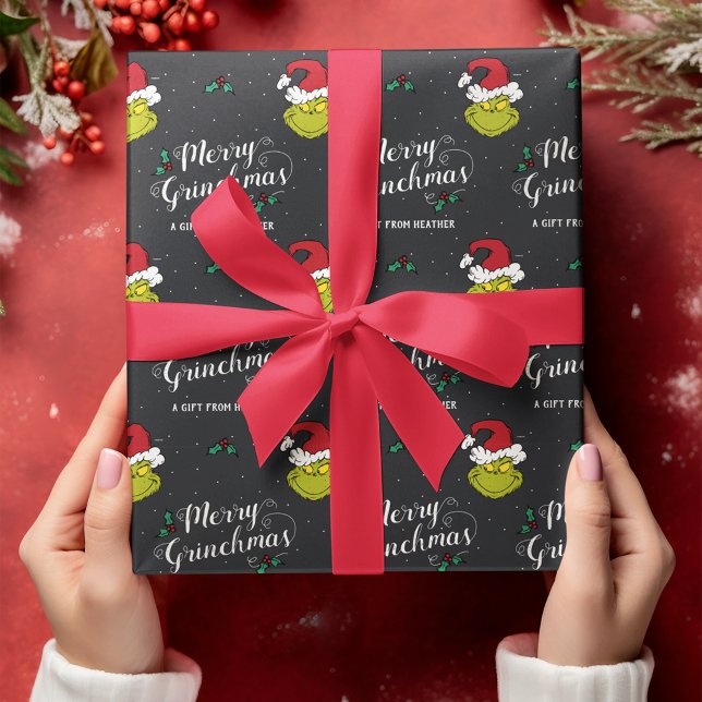 Anpassa familjenamn - Grinch Presentpapper (Wrapped gift)