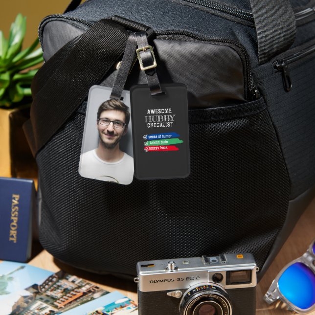 Anpassa Fantastisk Hubby Checklist Valentine Bagagebricka (Fram & Baksida)