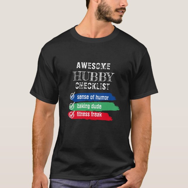 Anpassa Fantastisk Hubby Checklist Valentine T Shirt (Framsida)