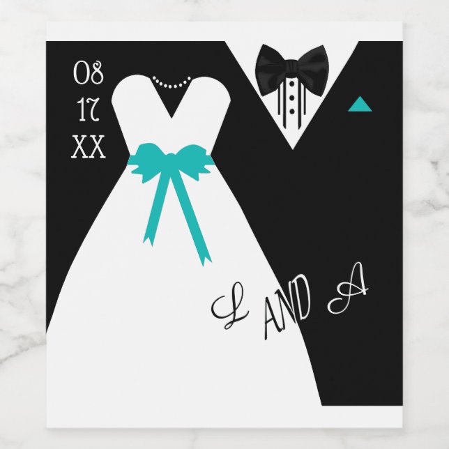 Anpassa Färg Bröllop Vinflaska Etikett (Singel etikett)