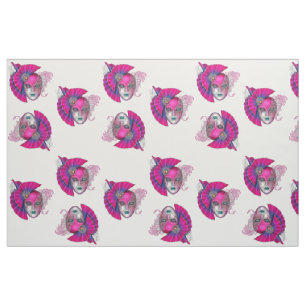Anpassa Färg Masquerad Mardi Gras Mask Fucshia Tyg