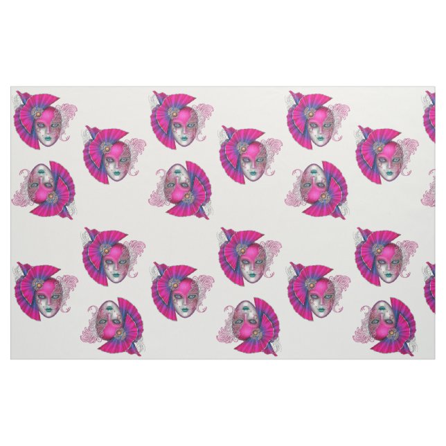 Anpassa Färg Masquerad Mardi Gras Mask Fucshia Tyg (Fat Quarter)