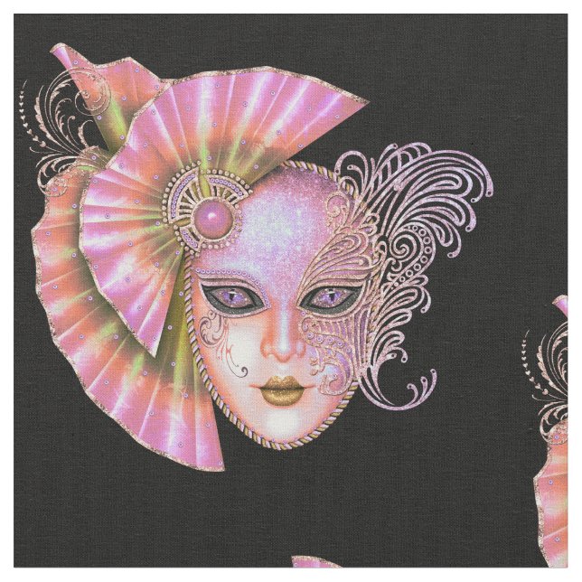 Anpassa Färg MasqueraMardi Gras Mask-ROSA Tyg (Närbild)