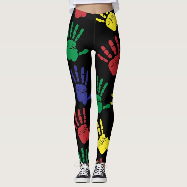 Anpassa färghandavtryck leggings (Framsida)