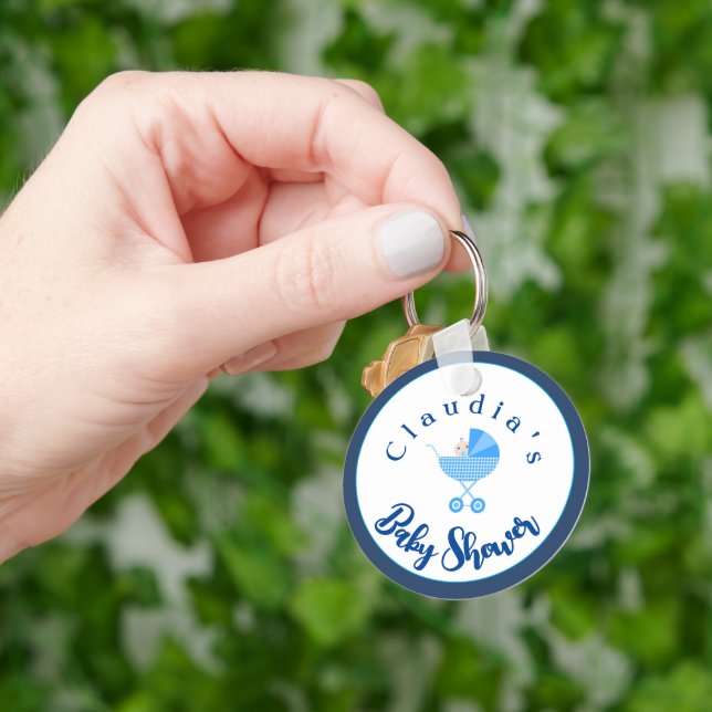 Anpassa favoriten för Blue Carriage Baby Shower Nyckelring (Hand)