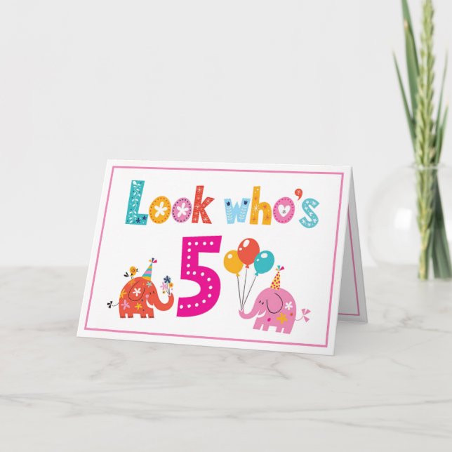 Anpassa femte födelsedagskortet för en flicka kort (Framsida)