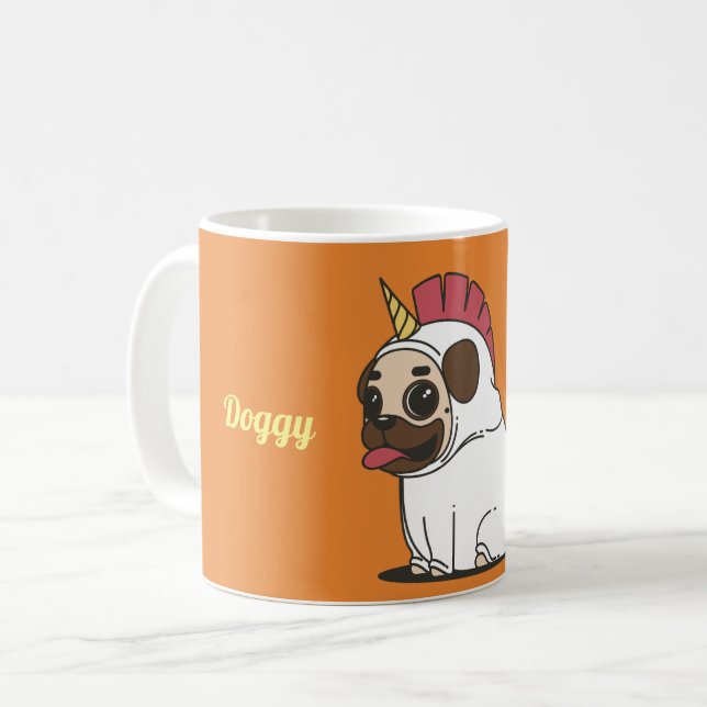 Anpassa fin Unicorn - Doggycorn Kaffemugg (Framsida vänster)