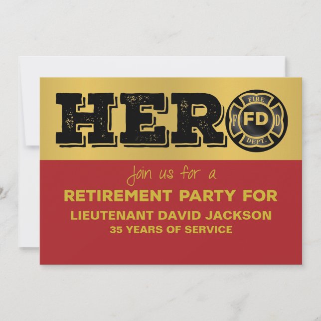 Anpassa Firefighter Pension Party-inbjudan Inbjudningar (Framsida)
