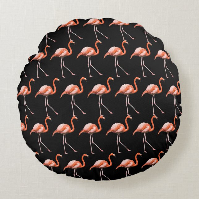 Anpassa Flamingos Rund Kudde (Framsidan)