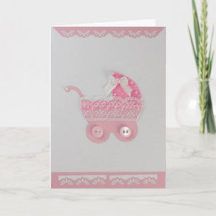 Anpassa Flicka Rosa Barnvagn med snöre Kort