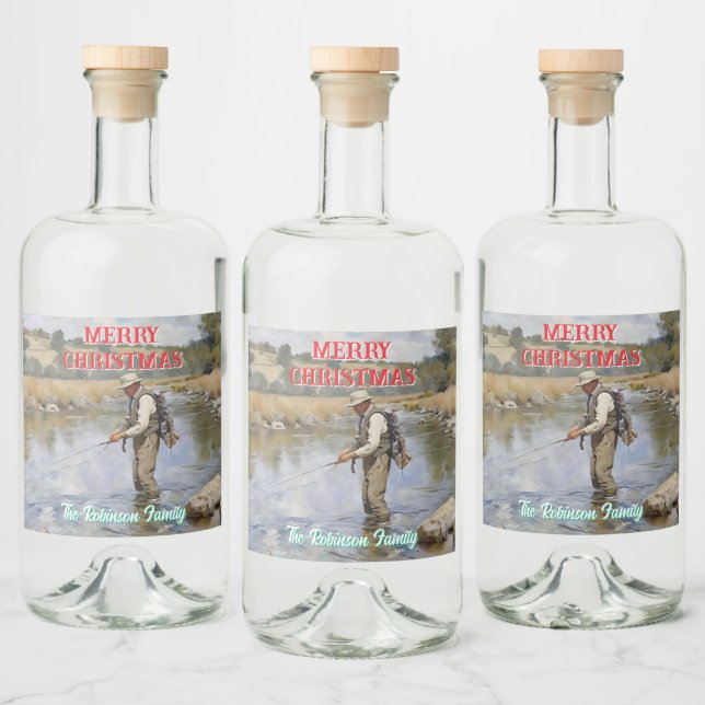 Anpassa Flygfisket God jul Spritflaskor Etikett (Flaskor)