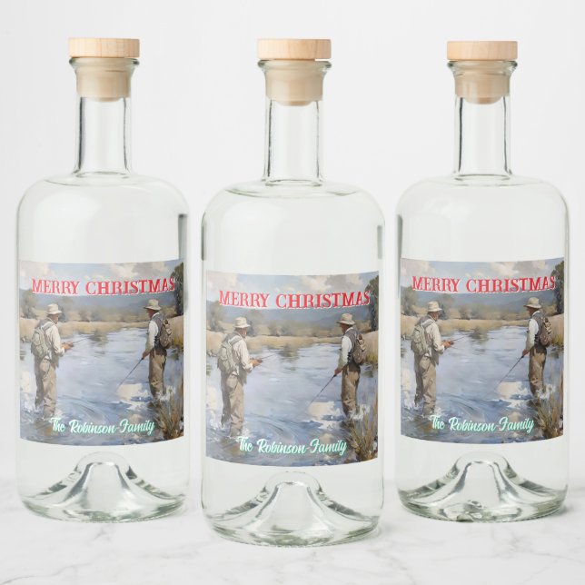 Anpassa Flygfisket God jul Spritflaskor Etikett (Flaskor)