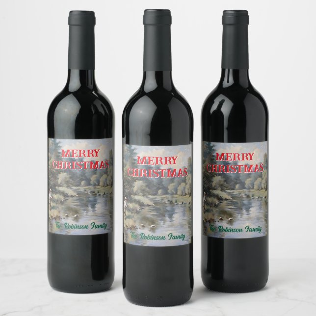 Anpassa Flygfisket God jul Vinflaska Etikett (Flaskor)