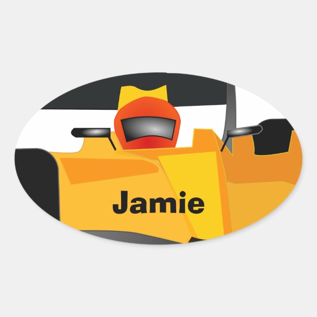 Anpassa Födelsedagsfest av Tävling- Ovalt Klistermärke (Framsida)