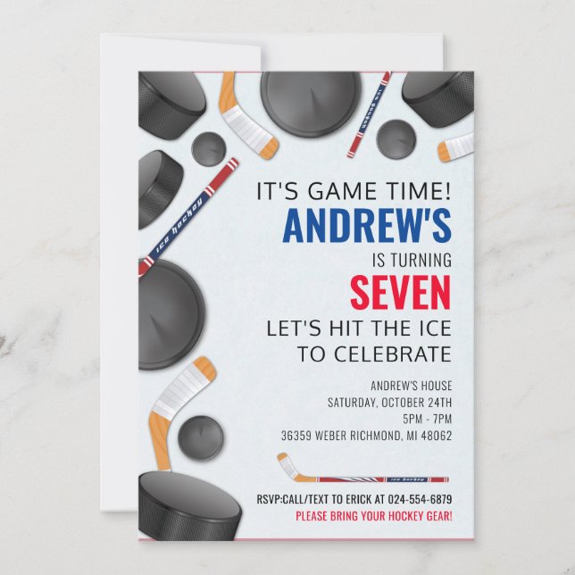 Anpassa Födelsedagsfesten Hockey Sports Inbjudningar (Framsida)