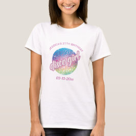 Anpassa Födelsedagsfesten Neon Glow Disco Boll T Shirt