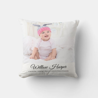 Anpassa födelsemeddelandet Photo Baby Kudde