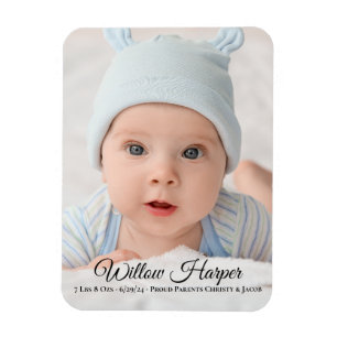 Anpassa födelsemeddelandet Photo Baby Magnet