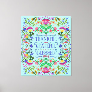 Anpassa Folkart Flowers Blankt Canvastryck