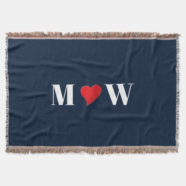 Anpassa Första bokstäver i parets namn A Älskar B  Filt (Framsidan)