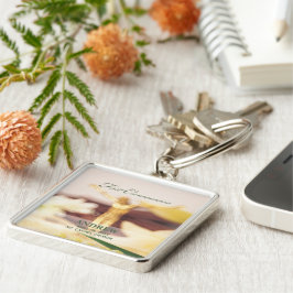 Anpassa, första Grattisen inom kommissionen Fyrkantig Silverfärgad Nyckelring