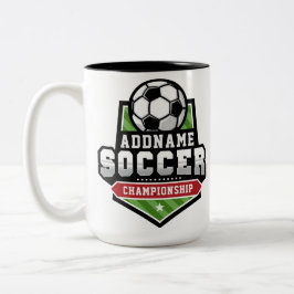 Anpassa fotboll ADD TEXT Varsity-lagspelare  Två-Tonad Mugg