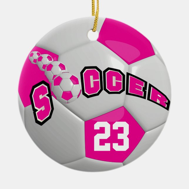 Anpassa fotbollsblock | SHOCK ROSA Julgransprydnad Keramik (Framsidan)
