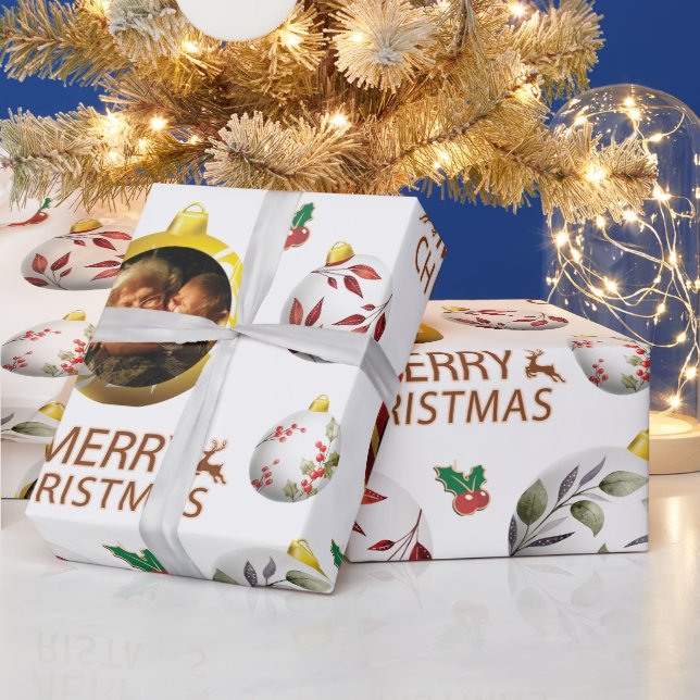 Anpassa fotojul-Boll-Ornament Mönster Presentpapper (Helgdagar)