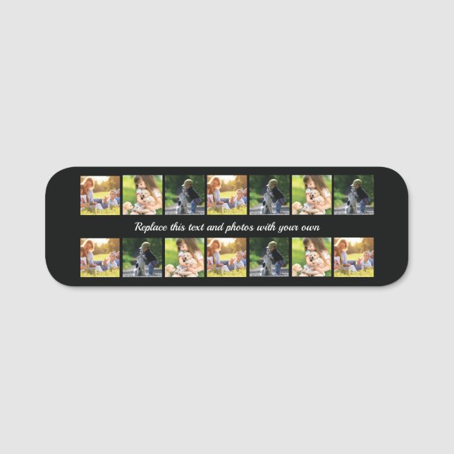 Anpassa fotokollage och namn bricka namnbricka (Framsida)