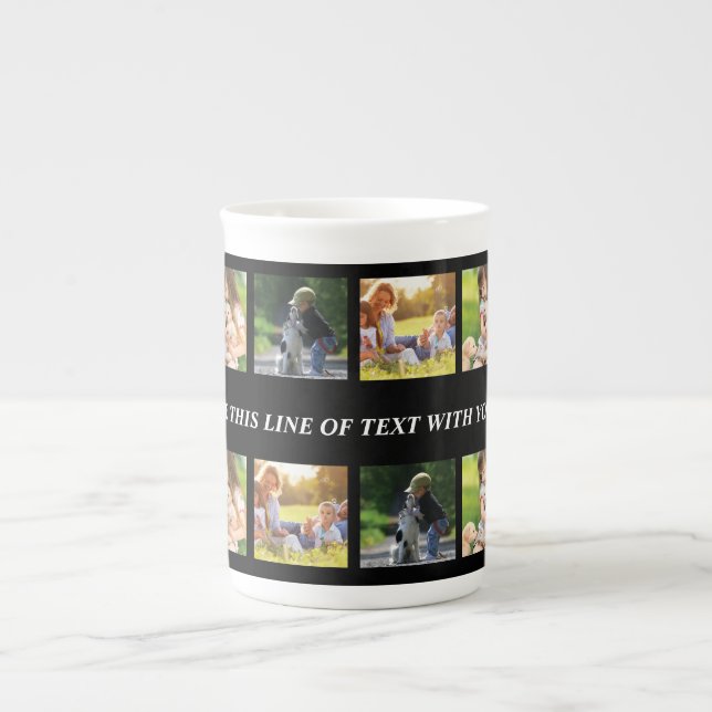Anpassa fotokollage och text benporslin mugg (Framsidan)