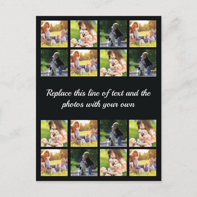 Anpassa fotokollage och textmeddelande meddelande vykort (Framsida)