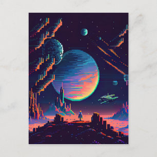 Anpassa - Frakt för färgfull retro med 8 bitars pi Vykort
