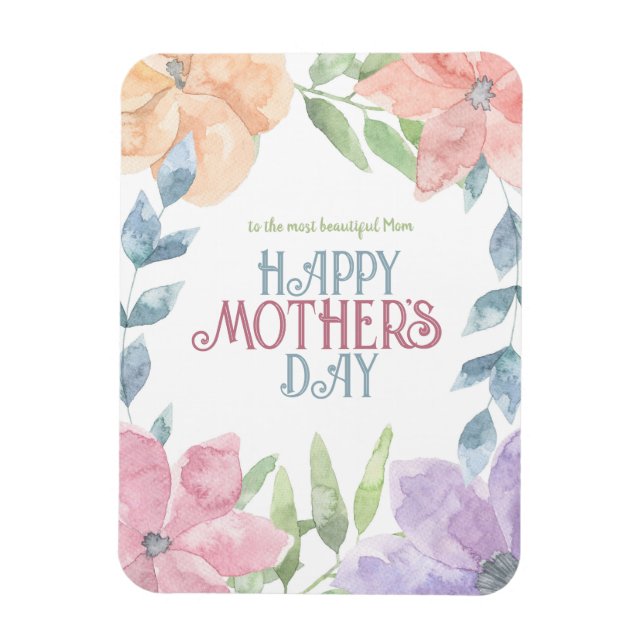 Anpassa fyra blommor vattenfärg Mors dag Magnet (Vertikal)