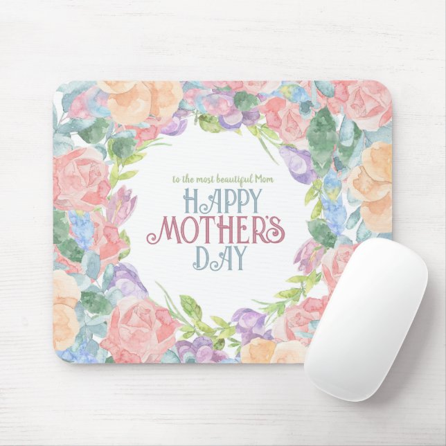Anpassa fyra blommor vattenfärg Mors dag Musmatta (Med mus)