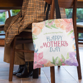 Anpassa fyra blommor vattenfärg Mors dag Tygkasse