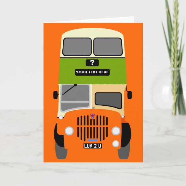 Anpassa gammal Glasgow Dubbla Decker Buss Kort (Framsida)