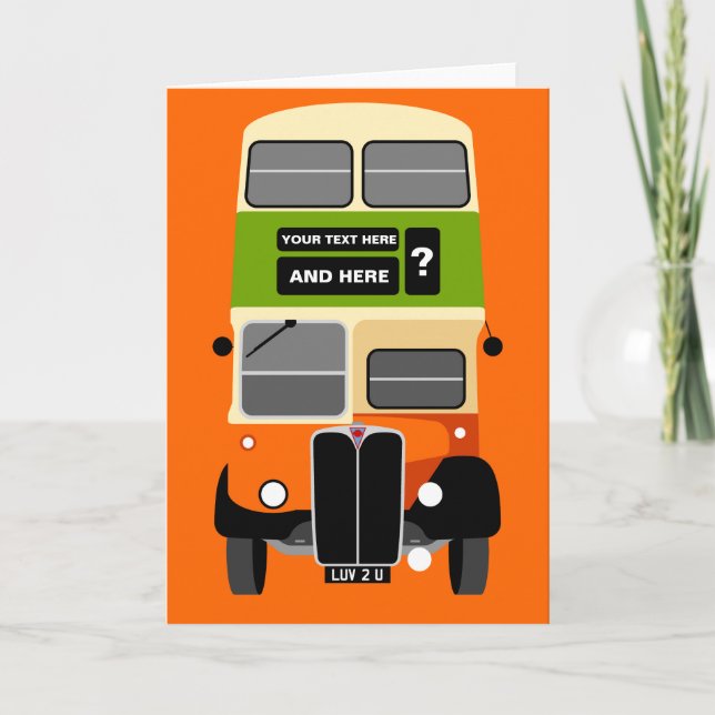 Anpassa gammal Glasgow Dubbla Decker Buss Kort (Framsida)