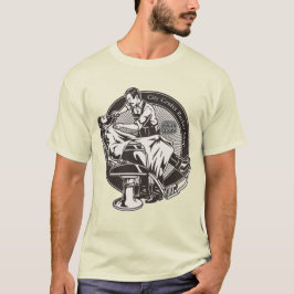 Anpassa gammaldags barberare salong marknadsföring t shirt