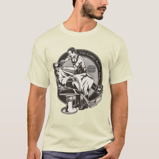 Anpassa gammaldags barberare salong marknadsföring t shirt