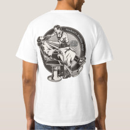 Anpassa gammaldags barberare salong marknadsföring t shirt