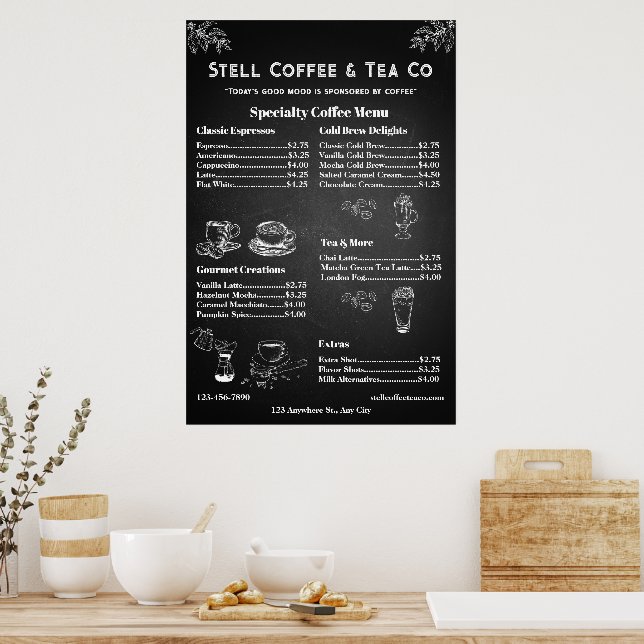 Anpassa Generisk Kaffe Meny Pris Kritskriftsbräda Poster (Kök)
