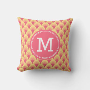 Anpassa Geometric Rosa Monogram Kudde