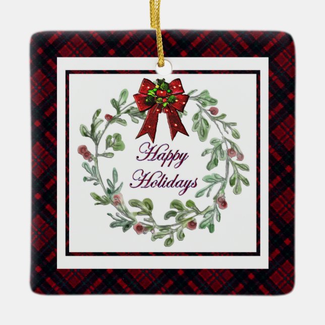 Anpassa Glad helg Red Play Julgransprydnad Keramik (Framsida)