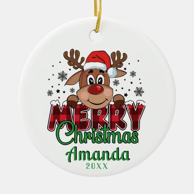 Anpassa God jul Reindeer Ornament (Framsidan)