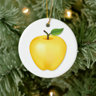 Anpassa Golden Delicious Apple Julgransprydnad Keramik