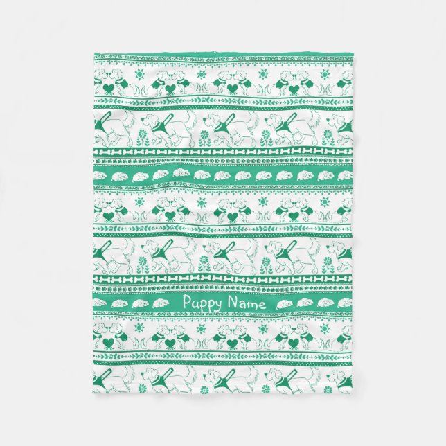 Anpassa Golden Guide Hund Tale Mönster Grönt Fleecefilt (Framsidan)