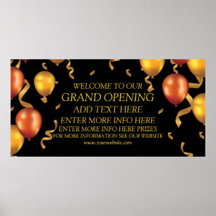 Anpassa Grand Opening Guld Ballonger Band Butik Poster
